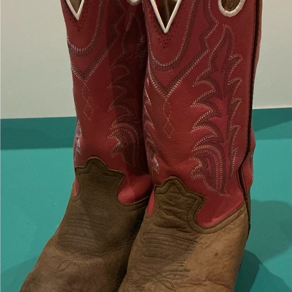 Tony Lama Kids Red and Brown Boots - Picture 1 of 12